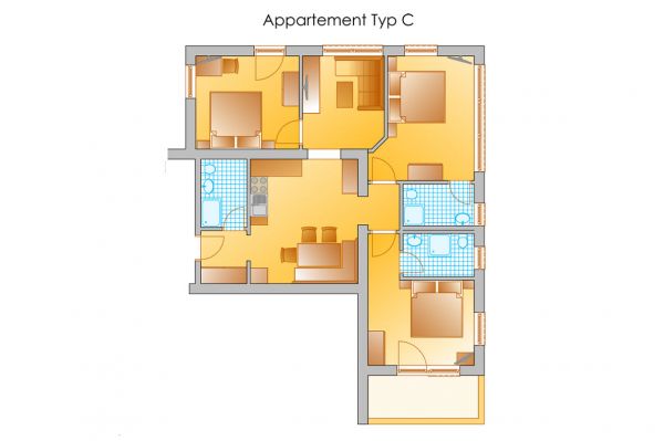 Grundriss Appartement Typ C - Wohnbeispiel